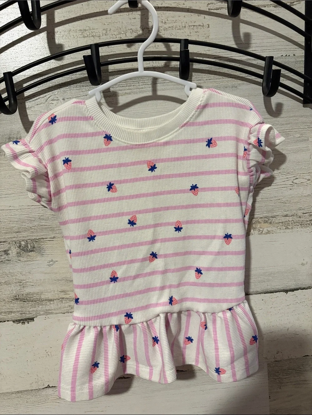 ❤️ PICK 4/$20 Cat & Jack Pink & Purple Striped Peplum Top with Lilac Shorts